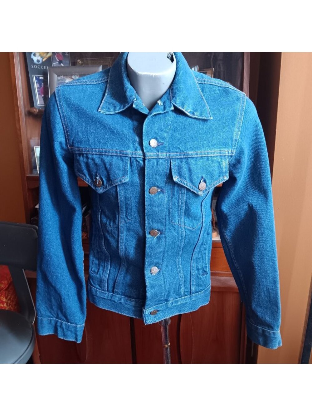 True Vintage Small Denim Trucker Jacket 1980's Cowden USA Hippie Cowboy